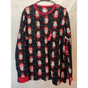 Jammies for Your Families Men's Fleece Pajama Top Large Santa Christmas